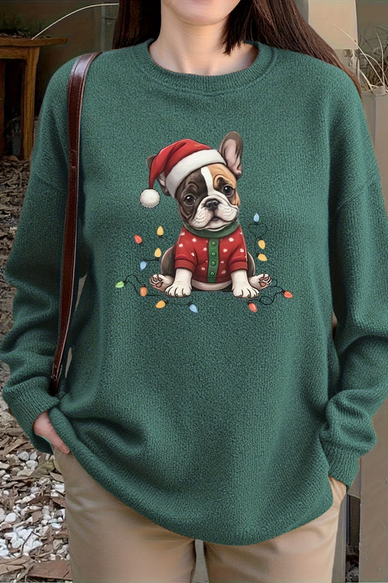 Santa Frenchie – Women's Cozy Christmas Sweater 2025
