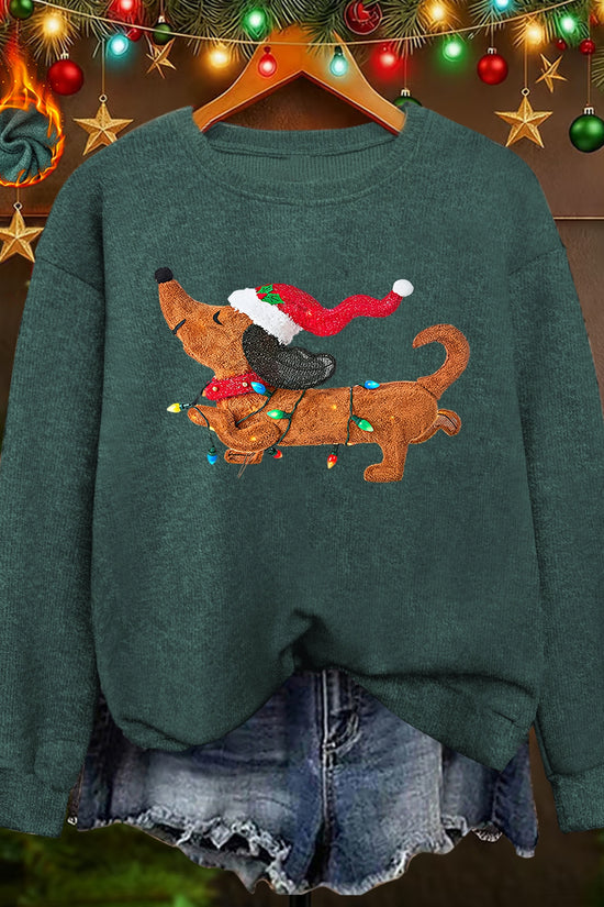 Twinkle Pup – Women's Dachshund Christmas Sweatshirt 2026