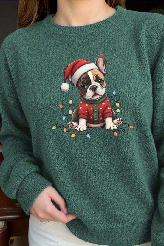 Santa Frenchie – Women's Cozy Christmas Sweater 2025