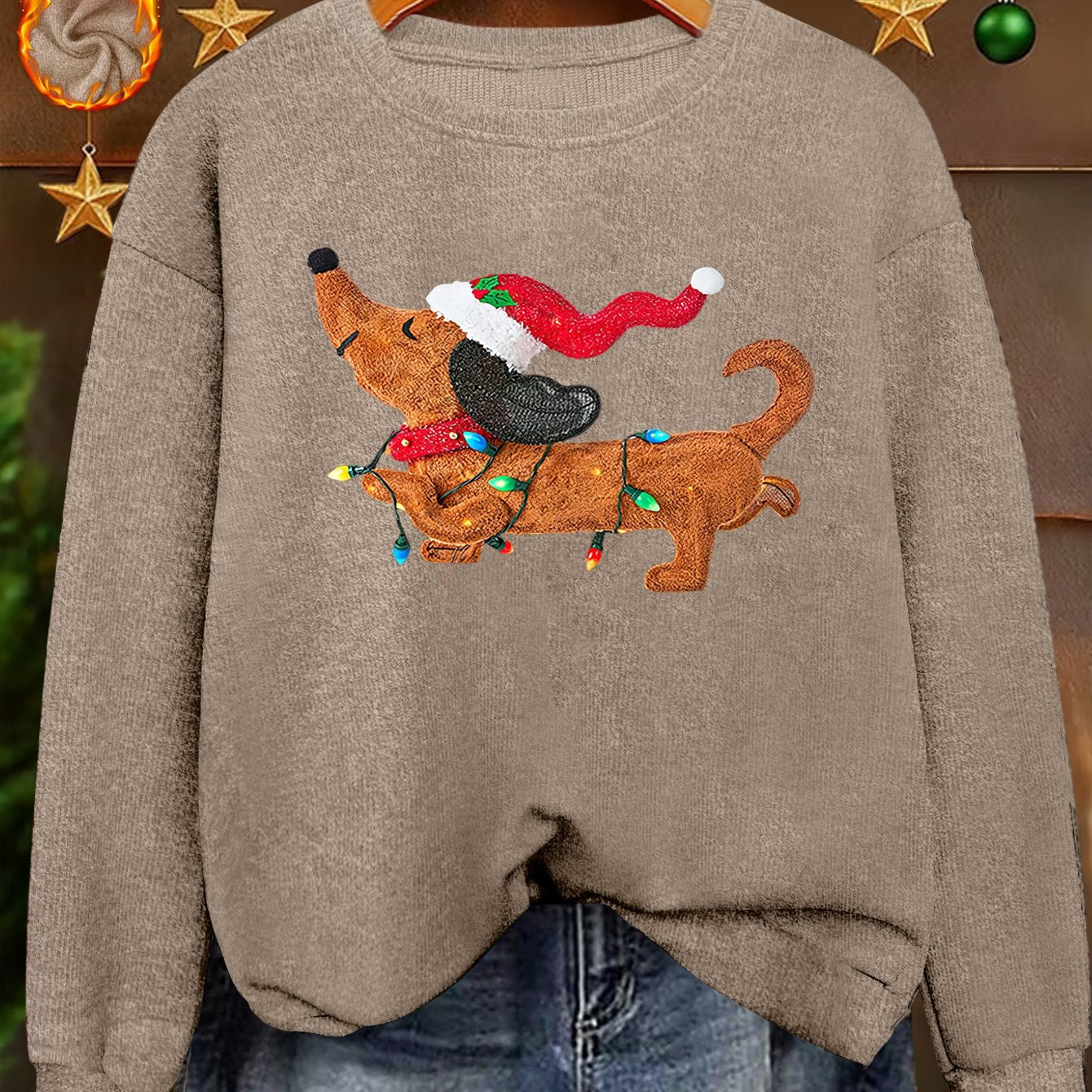 Twinkle Pup – Women's Dachshund Christmas Sweatshirt 2026