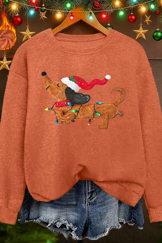 Twinkle Pup – Women's Dachshund Christmas Sweatshirt 2026