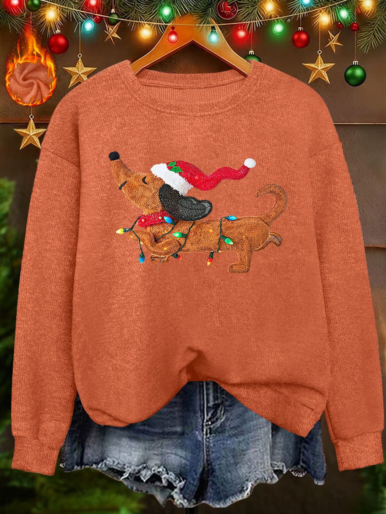 Twinkle Pup – Women's Dachshund Christmas Sweatshirt 2026