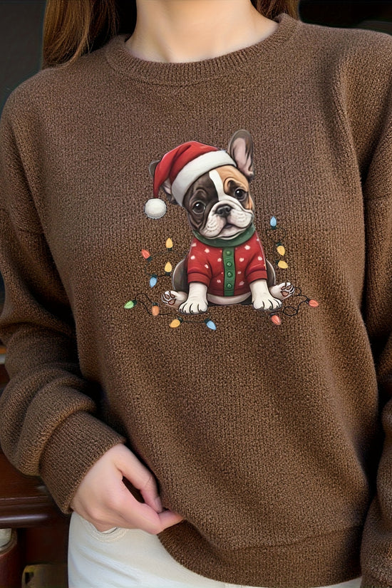 Santa Frenchie – Women's Cozy Christmas Sweater 2025