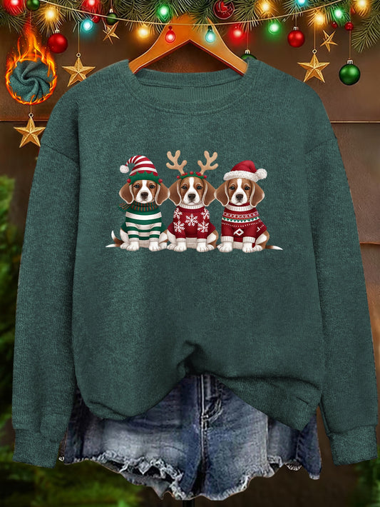 Trio de Beagles – Pull de Noël Femme 2025