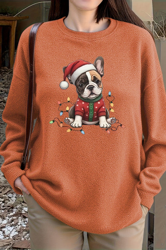 Santa Frenchie – Women's Cozy Christmas Sweater 2025