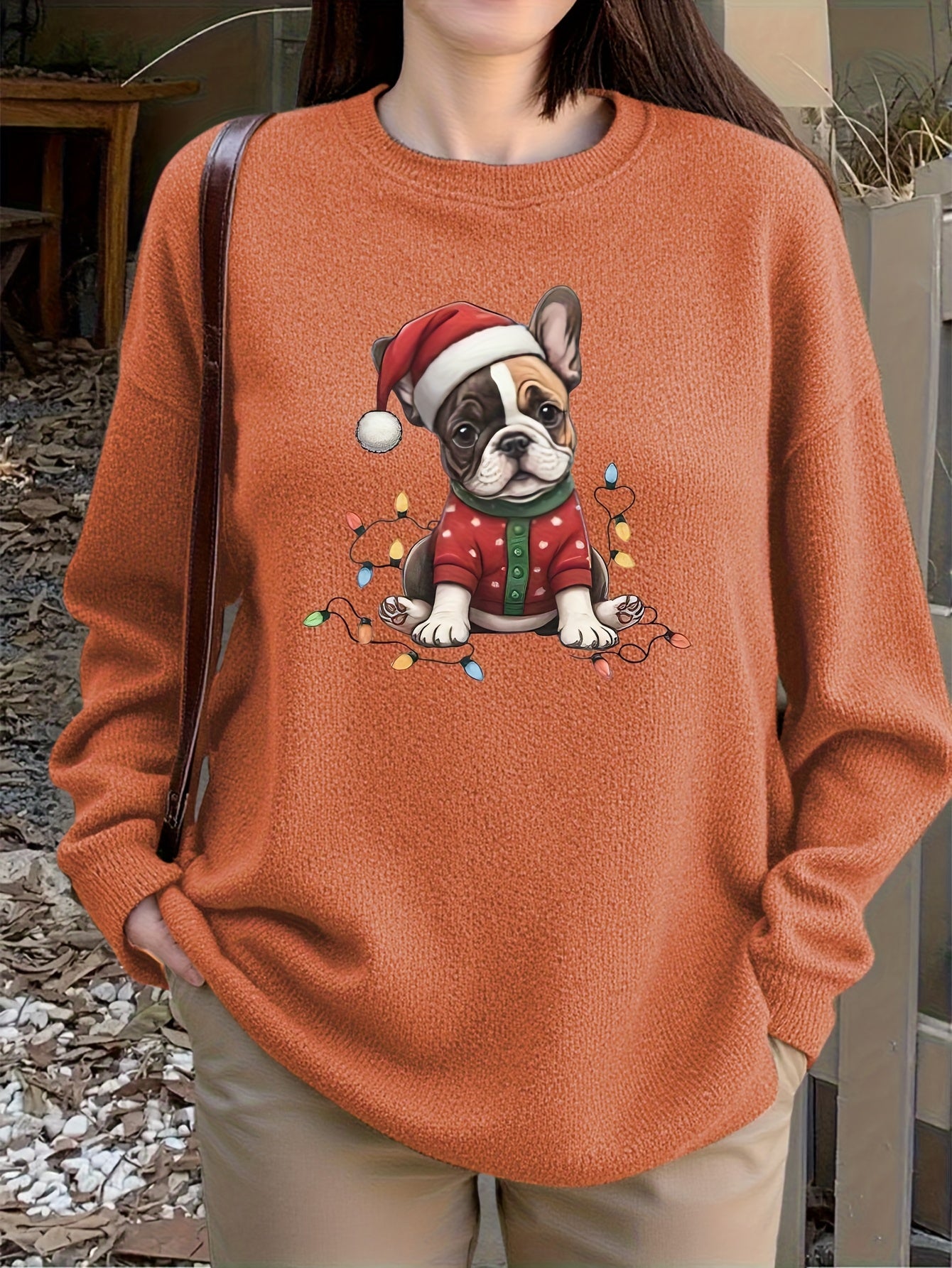 Santa Frenchie – Women's Cozy Christmas Sweater 2025