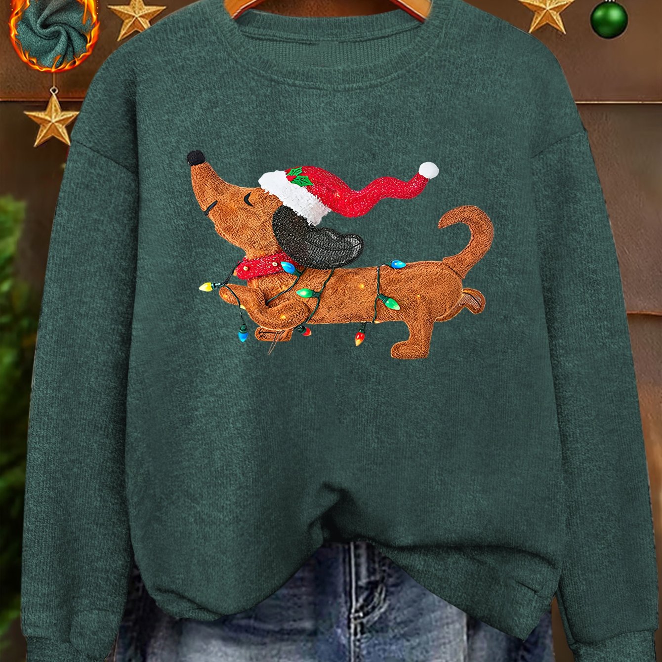 Twinkle Pup – Women's Dachshund Christmas Sweatshirt 2026