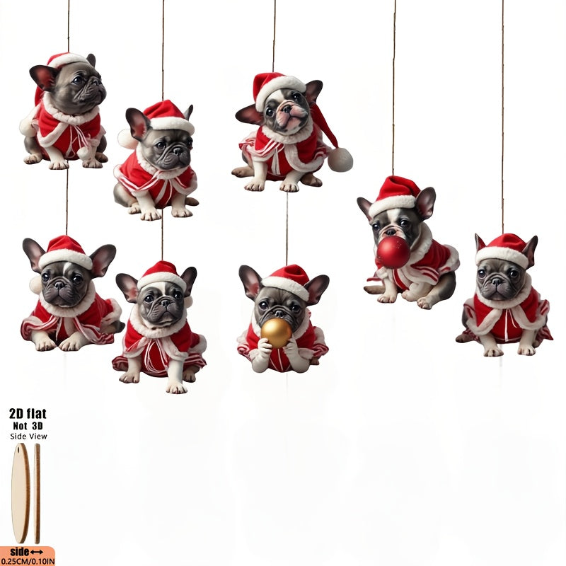 WoofWood™ Frenchie Ornaments – 8-Piece Holiday Set
