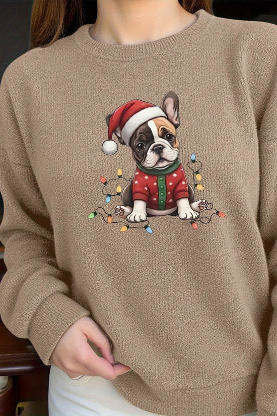 Santa Frenchie – Women's Cozy Christmas Sweater 2025