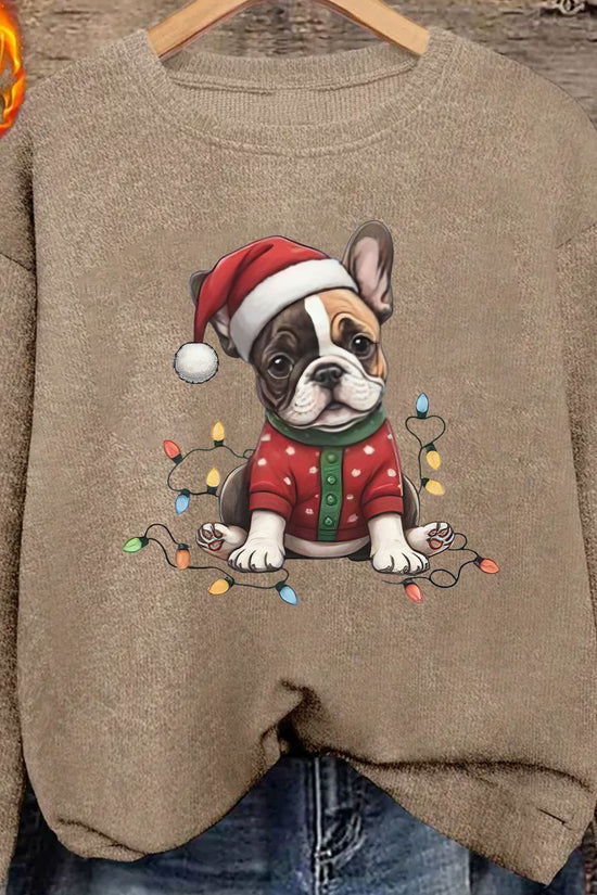 Santa Frenchie – Women's Cozy Christmas Sweater 2025