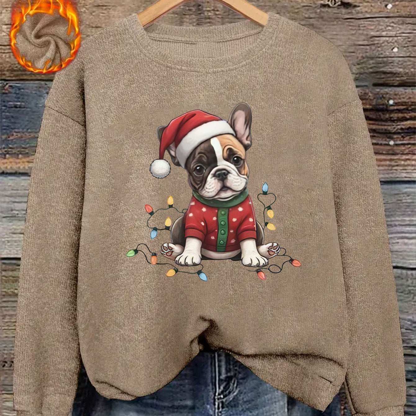 Santa Frenchie – Women's Cozy Christmas Sweater 2025