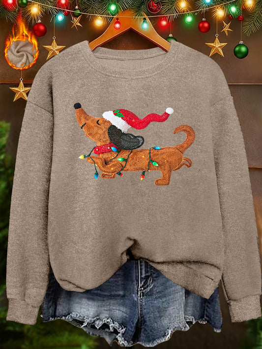 Twinkle Pup – Sweat-shirt de Noël Teckel pour femmes 2025