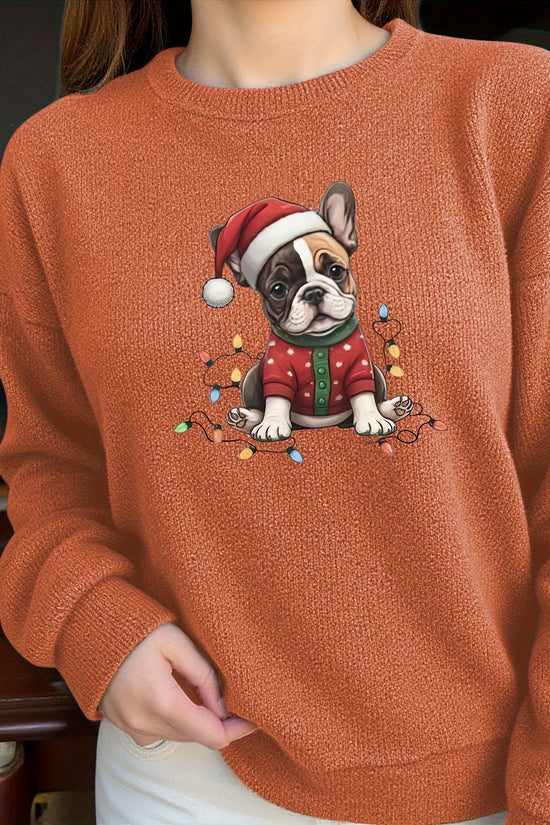 Santa Frenchie – Women's Cozy Christmas Sweater 2025