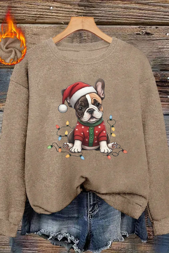 Santa Frenchie – Women's Cozy Christmas Sweater 2025