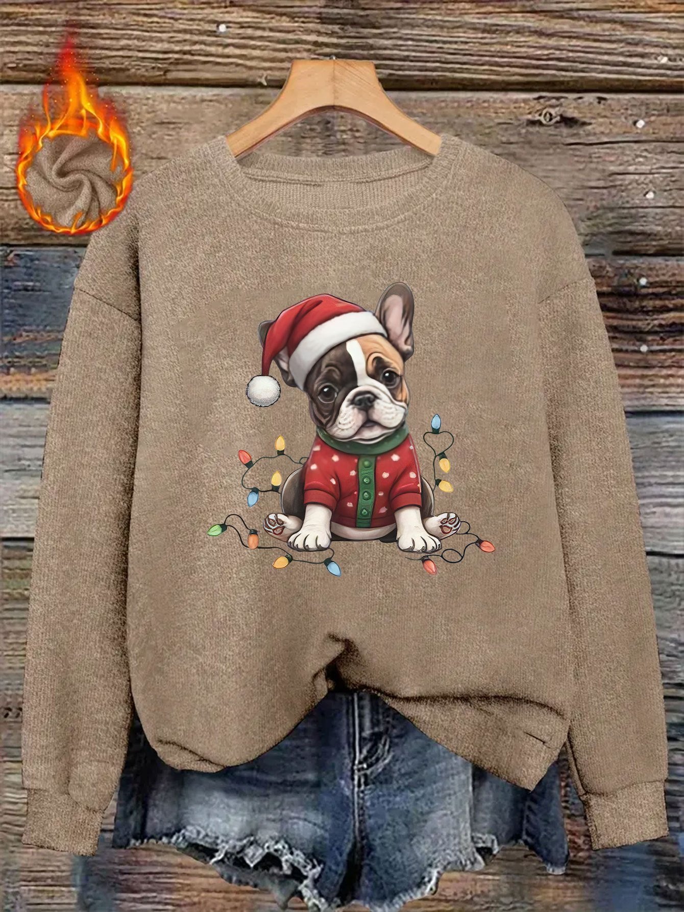 Santa Frenchie – Women's Cozy Christmas Sweater 2025