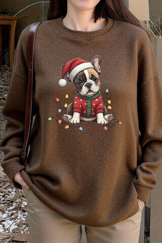 Santa Frenchie – Women's Cozy Christmas Sweater 2025