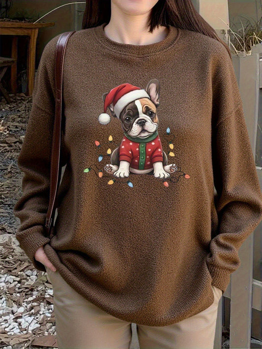 Santa Frenchie – Women's Cozy Christmas Sweater 2025